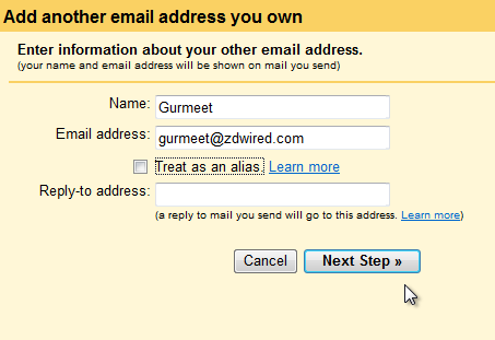 Adding E-mail Address