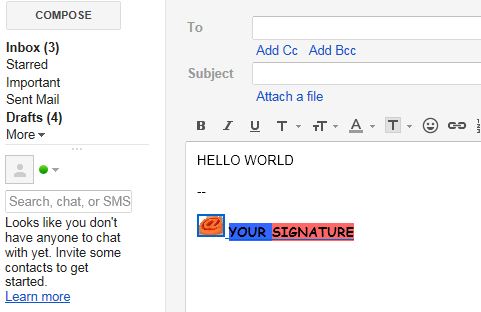 Attached Signature in Gmails