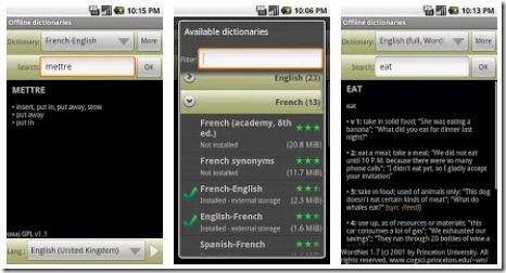 Offline dictionaries screenshot