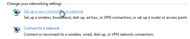set up a new connection or network