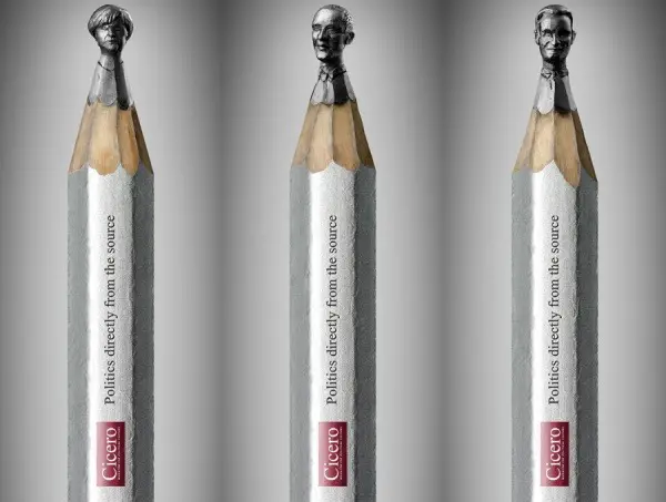 Pencil sculpture of important politicians
