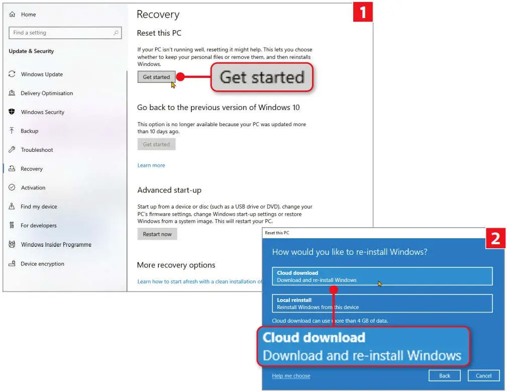 Reset Windows registry