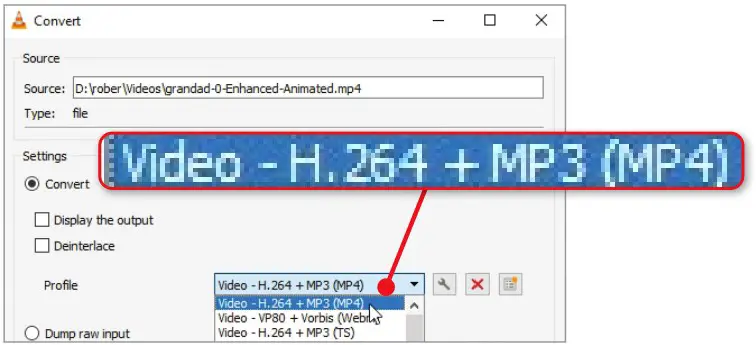 VLC Codecs to convert videos