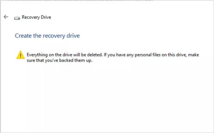 Create windows recovery drive