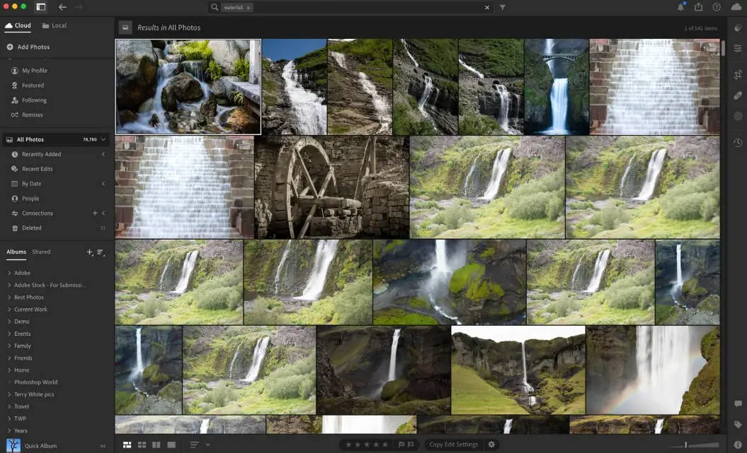 Search feature in Lightroom