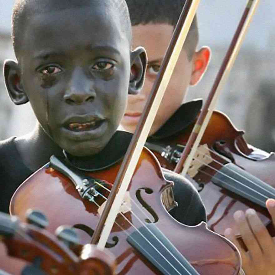 12 Year Old Brazilian, Playing The Violin At His Teacher's Funeral