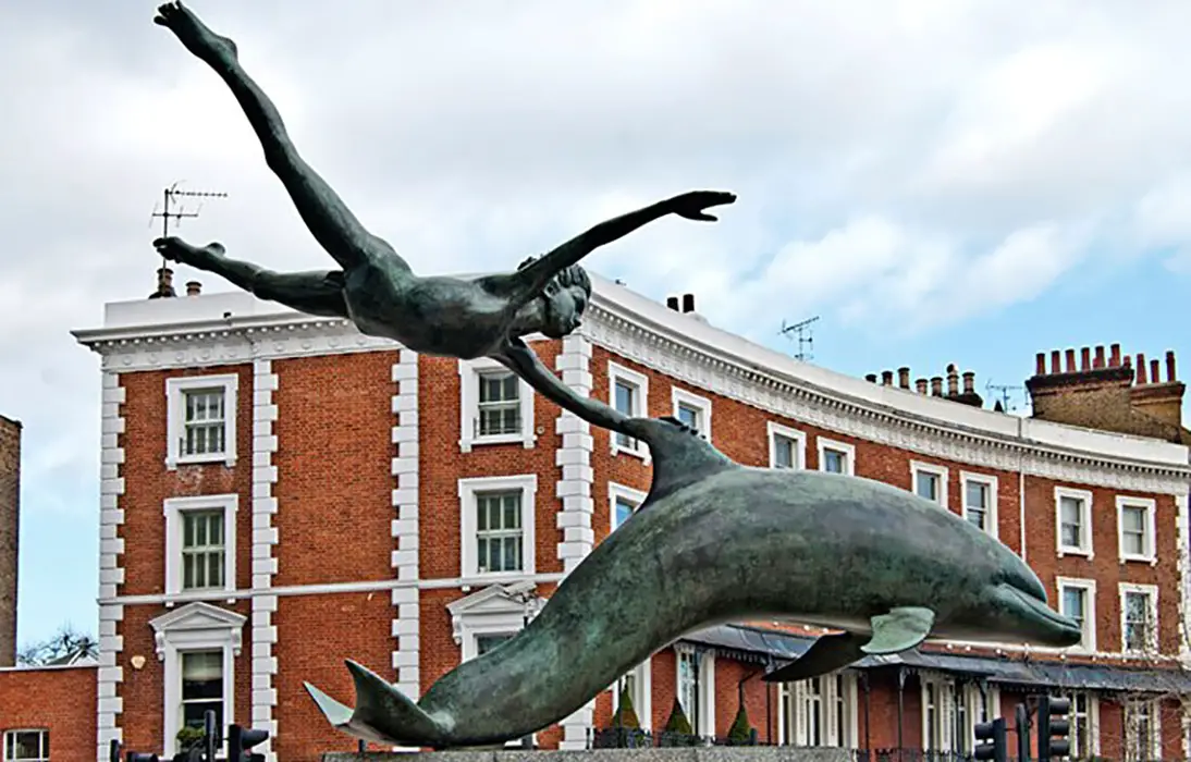 Boy With The Dolphin Gravity Defying Sculpture – David Wynne