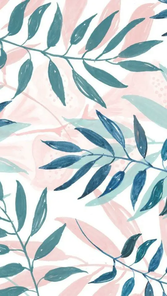 Leaves of tropical plants, drawing wallpaper