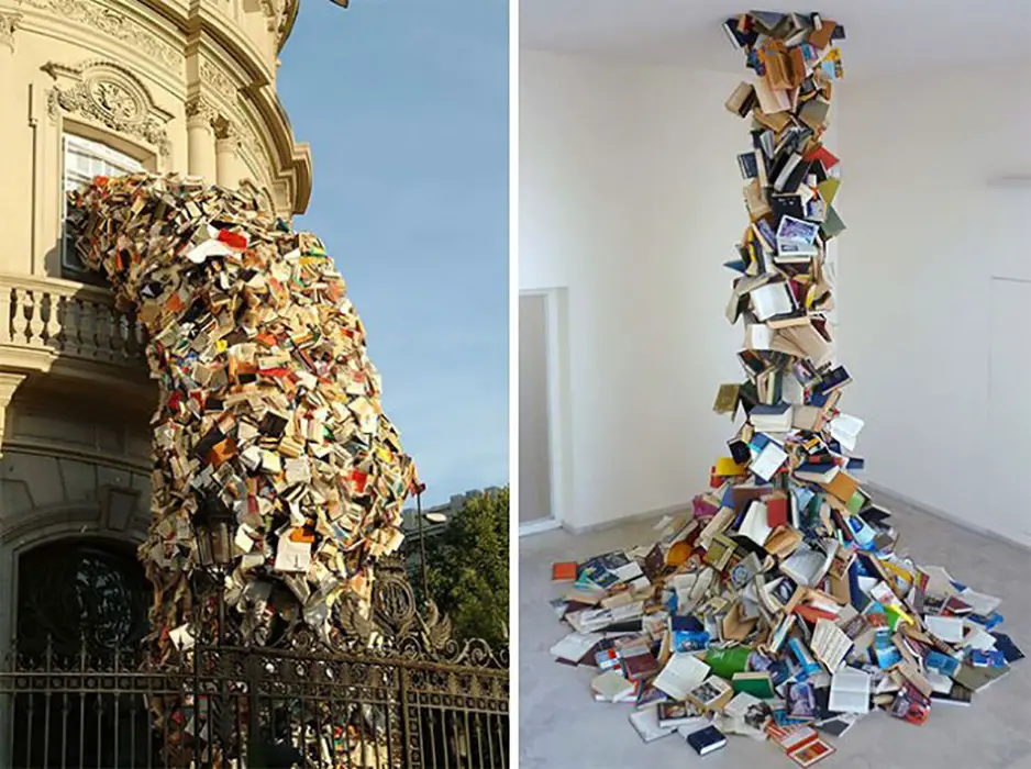 Macrosculpture Of Books Gravity Defying Sculpture – Alicia Martin
