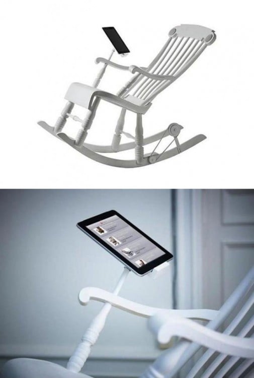 Rocking chair with charger for iPhone or iPad 