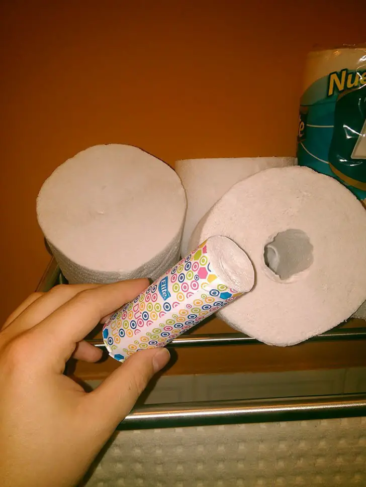 Toilet Paper With A Small Roll In The Middle To Take Away