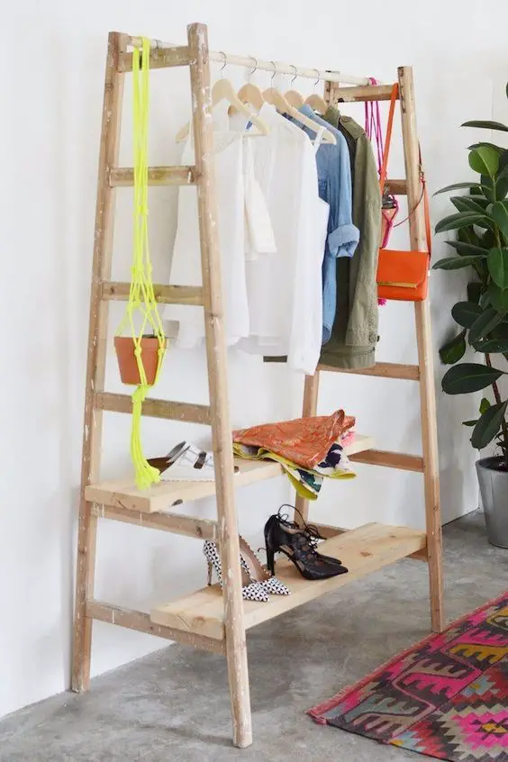 Wardrobe made of two ladders