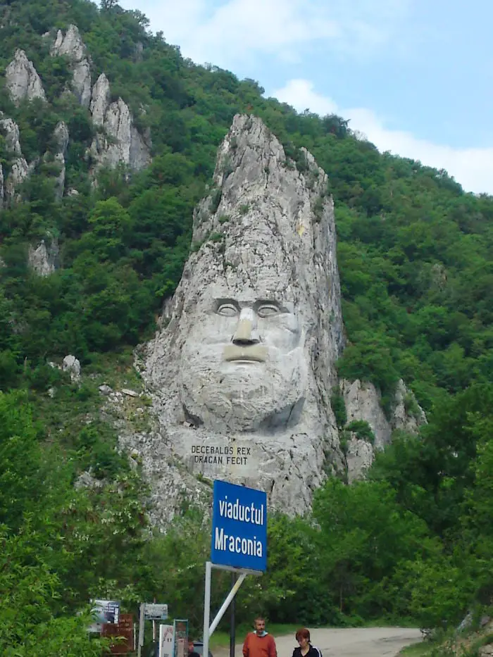 40 meter carved rock in Europe, King Decebalus, Romania,