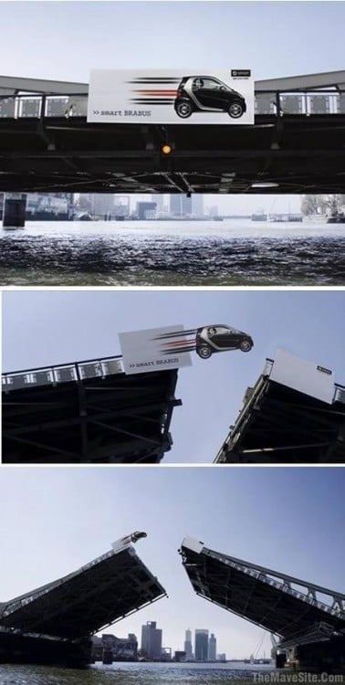 Ad-supported bridge that simulates defying gravity
