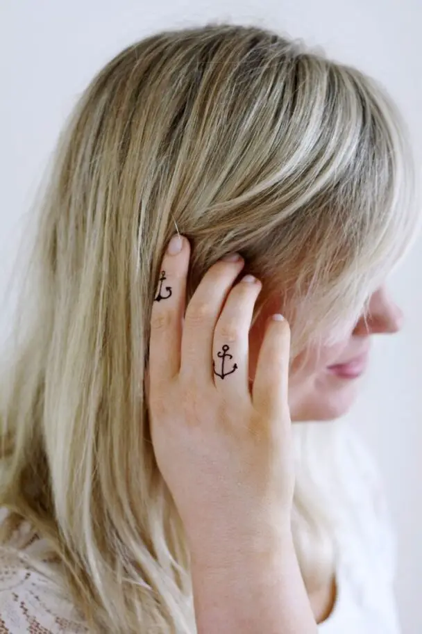 Anchor Symbol Fingers Tattoo