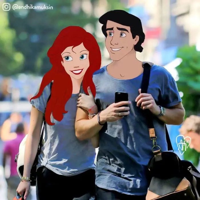 Ariel and Eric strolling through the city 