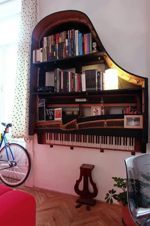 BOOKCASE MADE WITH A PIANO