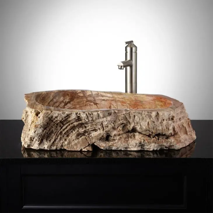 Bathroom sink with a wooden base 