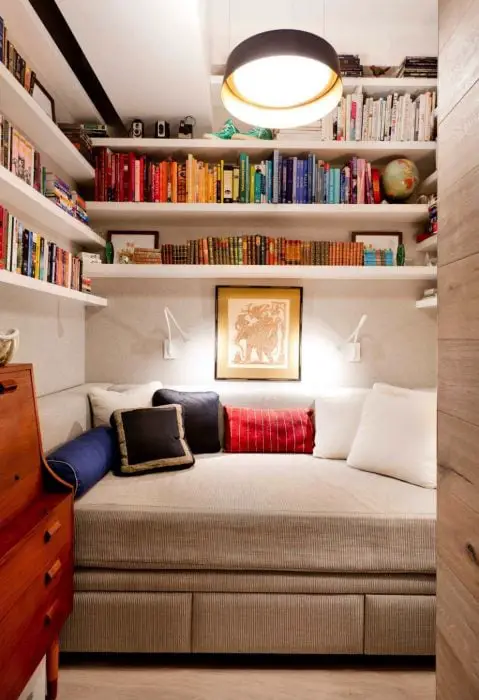 Bookcase in closet space