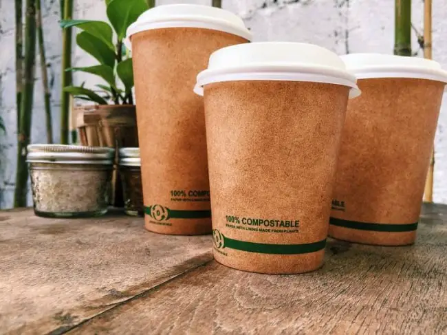 Cardboard Compostable cups and bags