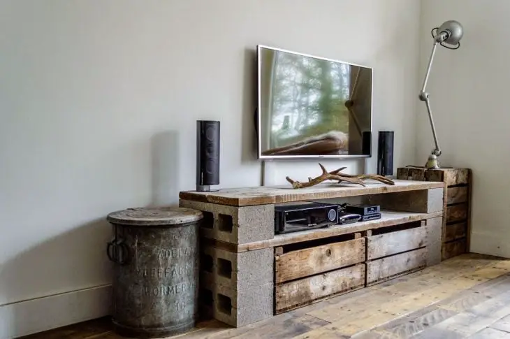 Cement block TV stand
