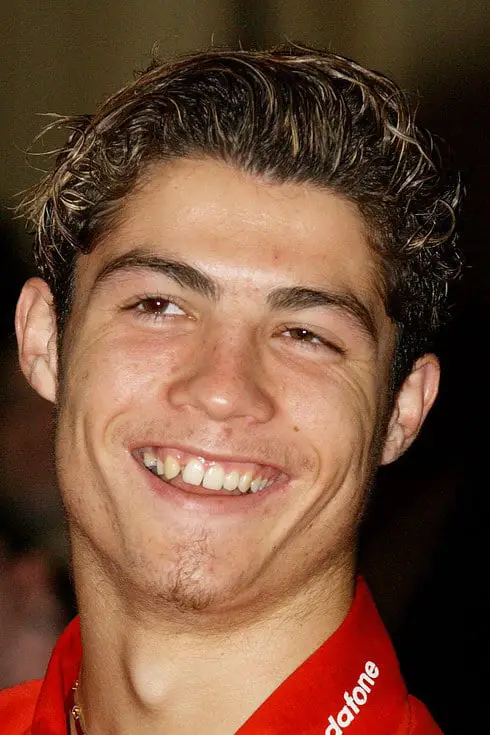 Christiano Ronaldo with his teeth spread apart
