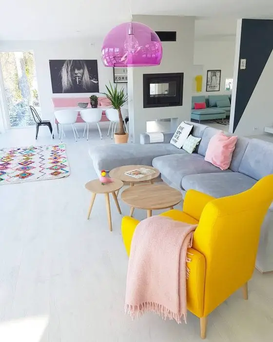 Colorful room with white walls