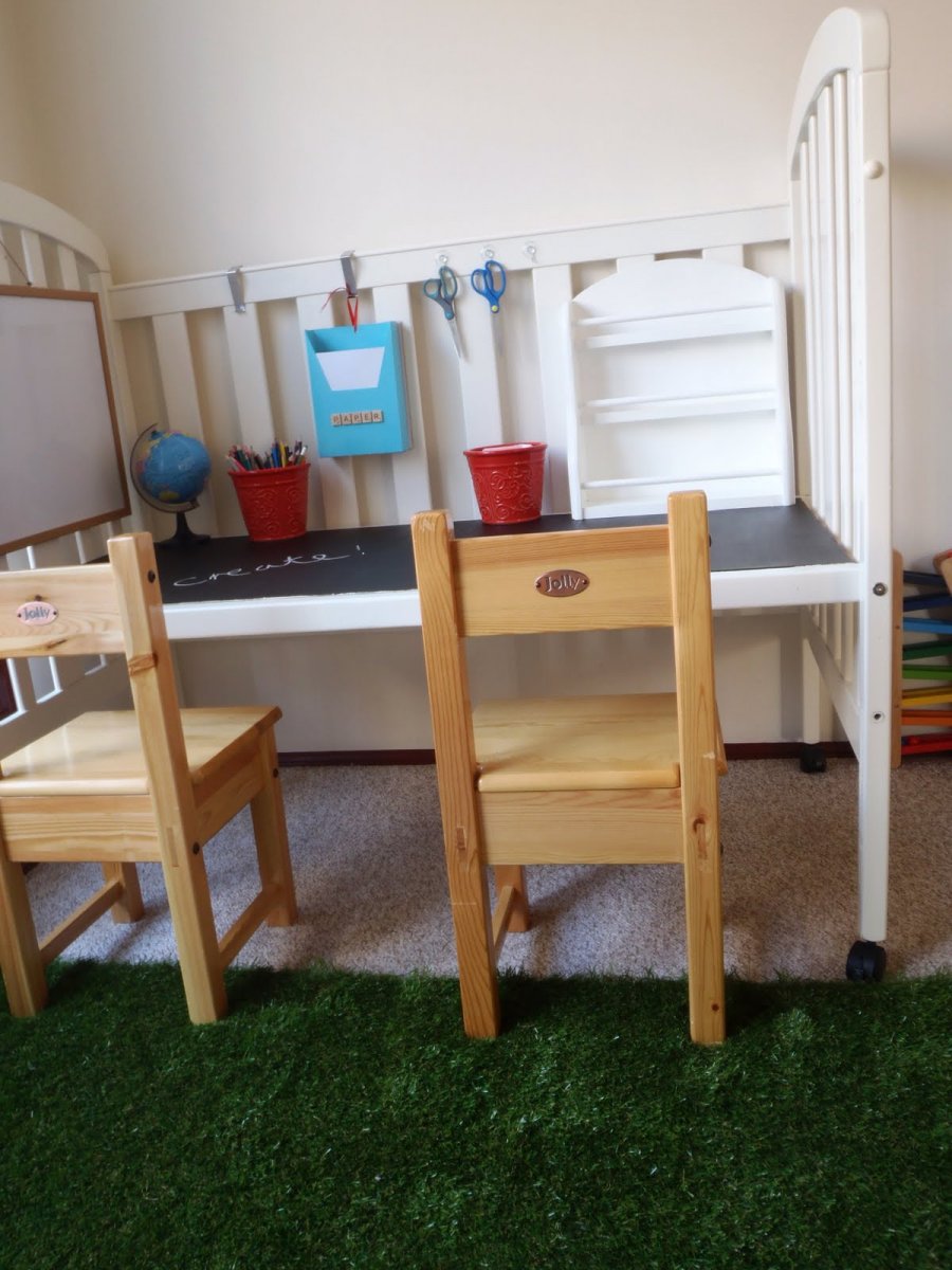 Crib Converted Into Homework Desk For Your Child