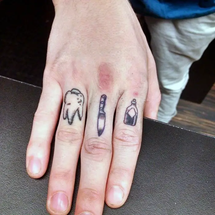 Fingers Tattoo Of Objects