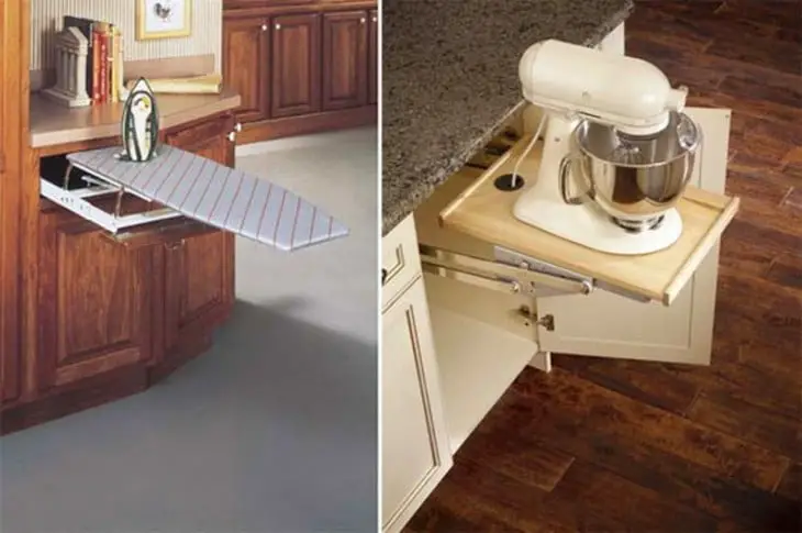 Folding bar to your kitchen furniture to put things on top 