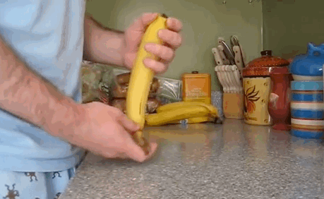 Gif Showing How To Quickly Open A Banana