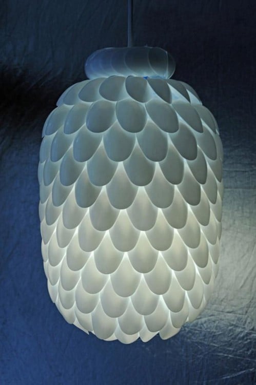 LAMP MADE OF PLASTIC SPOONS