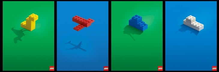 Lego advertising, where the shadows show the object
