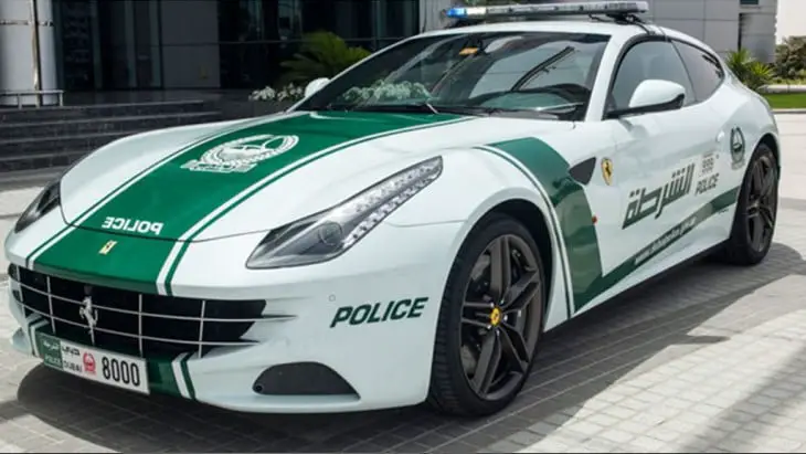 Mercedes Benz which is a Dubai police patrol car 