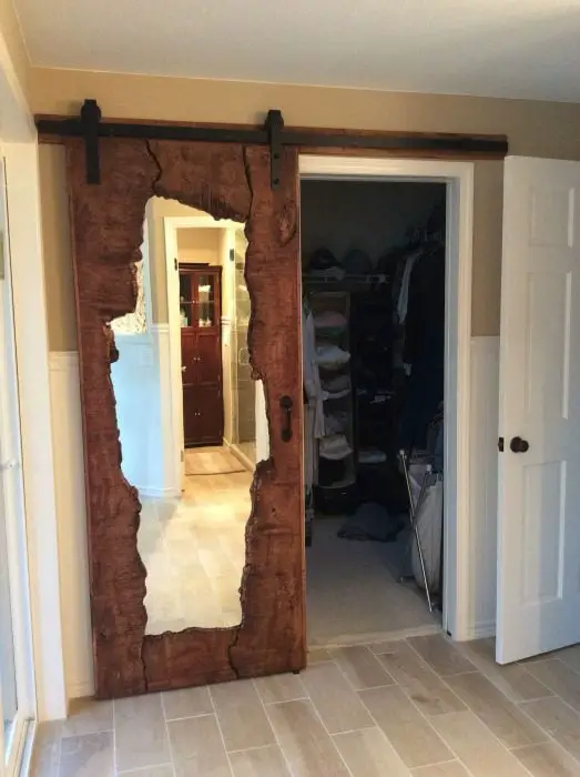 Mirror on sliding door