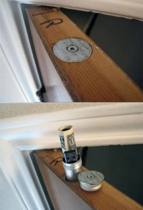 Money Hidden In A Small Tube That Is Inserted Into The Door