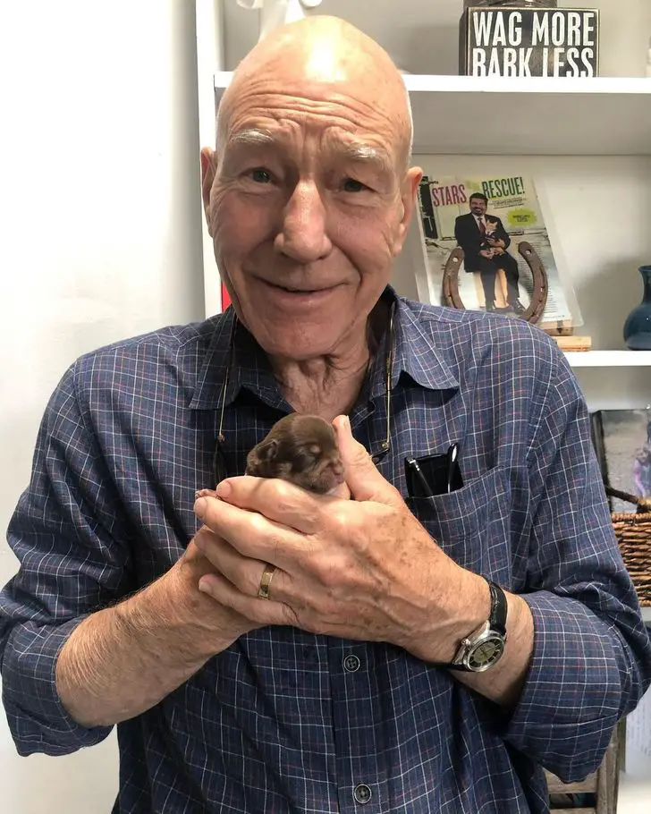 Patrick Stewart And His New Friend Who Is Barely A Week Old