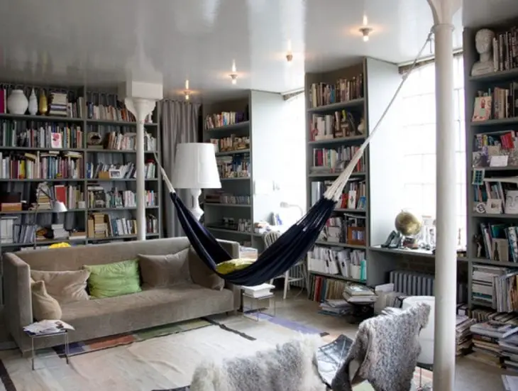 Personal bookcase with hammocks