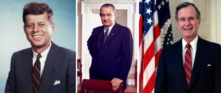 Photographs of Presidents Kennedy, Lyndon and George H.W. Bush and George H.W. Bush