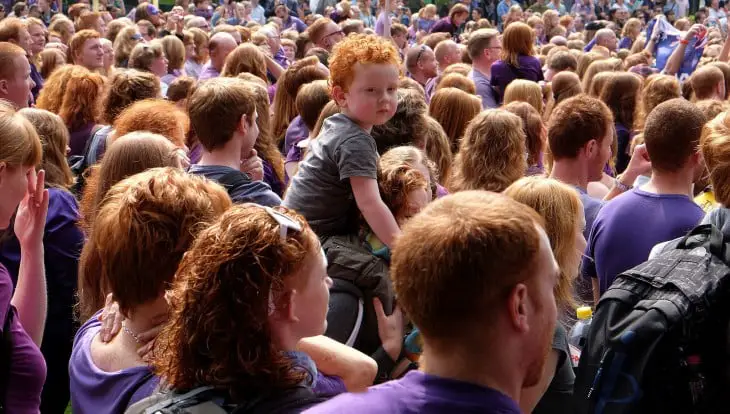 Redhead people gathered on World Redhead Day in Holland
