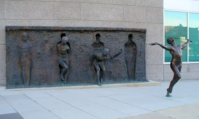 Sculpture titled Break Your Mold by Zenos Frudakis