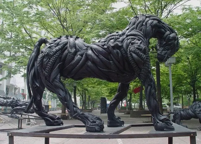 Sculpture with Tires