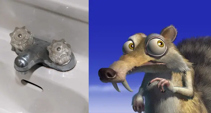 This Faucet Is Creating An Optical Illusion Of An Animated Movie Character