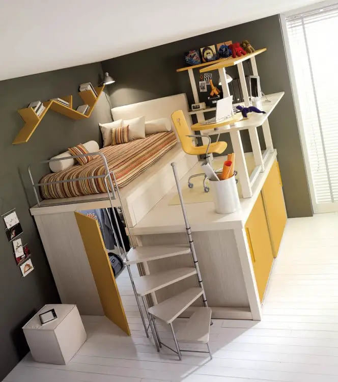 Three-in-one bedroom space, cloakroom and study 