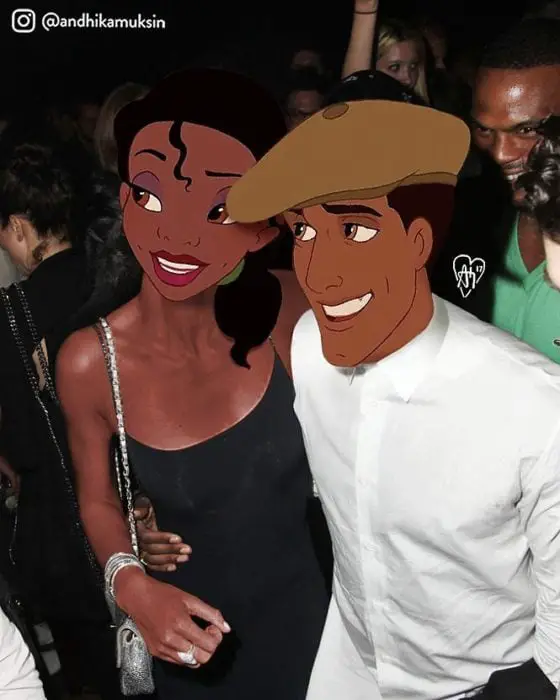 Tiana and Prince Naveen partying at night 