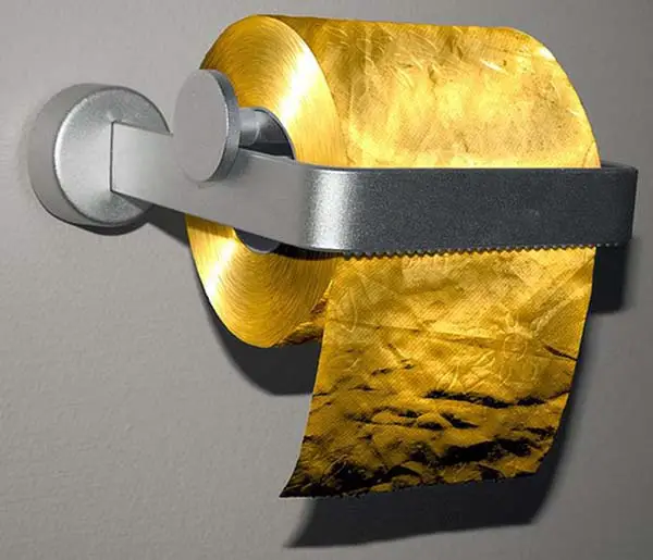 Toilet Paper Made In 3 Layers Of 22 Karat Gold Flake Paper