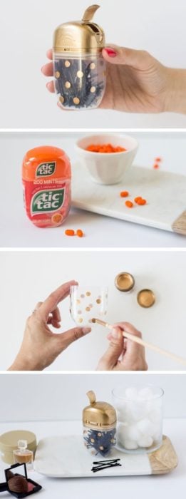 With recycled tic tac canister