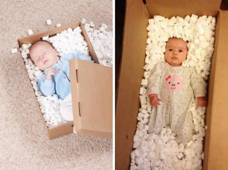 Baby photo in fail box