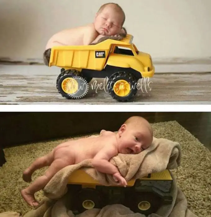 Baby photo on tractor fail
