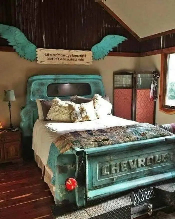 Bed made with Chevrolet pickup truck